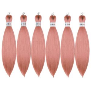 Leticia Rose Gold Pink Braiding Hair Pre stretched Human Braiding Hair Kanekalon Braiding Hair 16inch 6 Packs