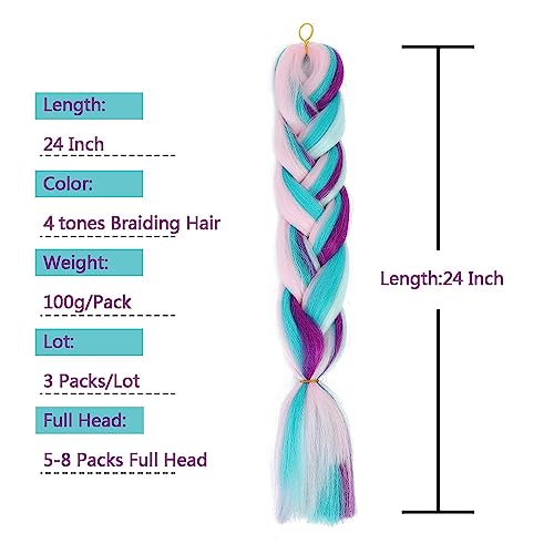 Liang Dian 24 Inch Jumbo Braiding Hair Extensions 3pcs Fiber Mix 4 Tones - Image 2