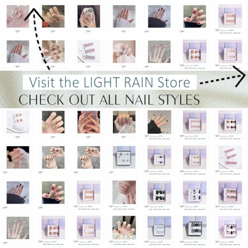 Light Rain Cute Press on Nails - Sugar, 3D Handmade with Pink Rhinestones Reusable Gel UV Finished False nails, Hand-Painted Fake Nails with Design by Professional Manicurist, Short Square, Small Size - Image 4