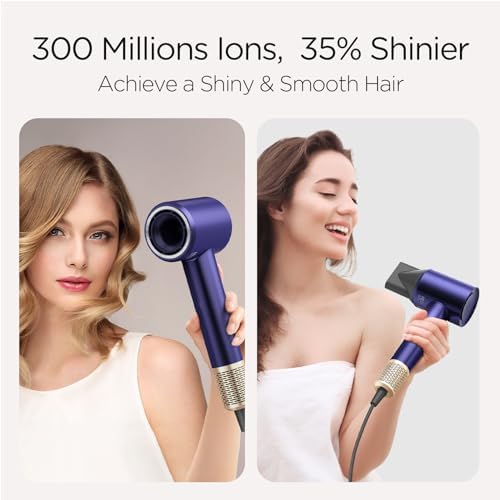 Lightweight Hair Dryer, Fast Drying Blow Dryer with 160,000 RPM, 300 Million Negative Ionic Blow Drye, Temp Control Blowdryers for Hair, 1400 w High-Speed Low Noise Travel Hair Dryer, Blue - Image 4