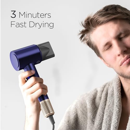 Lightweight Hair Dryer, Fast Drying Blow Dryer with 160,000 RPM, 300 Million Negative Ionic Blow Drye, Temp Control Blowdryers for Hair, 1400 w High-Speed Low Noise Travel Hair Dryer, Blue - Image 5