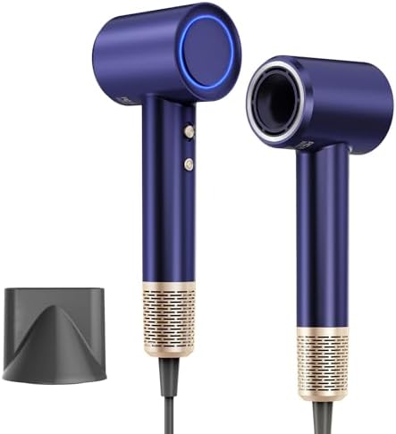 Lightweight Hair Dryer, Fast Drying Blow Dryer with 160,000 RPM, 300 Million Negative Ionic Blow Drye, Temp Control Blowdryers for Hair, 1400 w High-Speed Low Noise Travel Hair Dryer, Blue