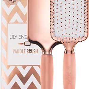 Lily England Hair Brush for Women For All Hair Types - Professional Paddle Brush for Blow Drying, Hair Detangling, & Straightening - Flat Hairbrush With Gel Handle for Easy Grip, Rose Gold