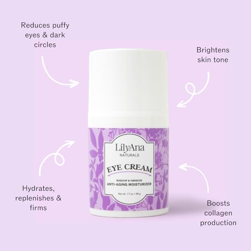 LilyAna Naturals Eye Cream for Dark Circles and Puffiness, Under Eye Cream for Wrinkles and Bags, Anti Aging Eye Cream helps Improve Dryness; for Sensitive Skin - 1.7 oz - Made in USA - Image 4