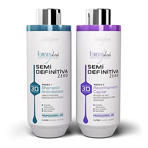 Linha Semi Definitiva Zero - Kit Realinhamento Capilar Shampoo 1000 Ml + Mascara 1000 ML - (Semi Definitive Zero Collection - Capillary Realignment 33.81 Fl Oz)