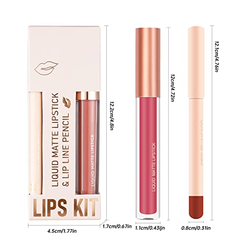 Long-Wear Waterproof Full Coverage Non-Sticky 3-Piece Lipstick Lipliner Lip Gloss Set - Image 3