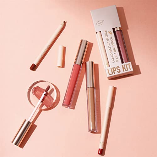 Long-Wear Waterproof Full Coverage Non-Sticky 3-Piece Lipstick Lipliner Lip Gloss Set - Image 8