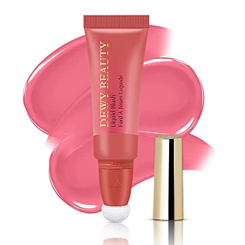 Liquid Blush Makeup Wand, Cream Liquid Blush with Cushion Applicator For Cheeks Tint, Natural-looking, Glow Dewy Finish, Weightless Blendable Liquid Blush Stick | #103 EBULLIENT-Cool Pink