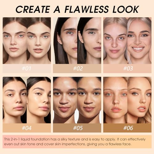 Liquid Foundation Full Coverage Makeup, Dual Ended Face Foundation with Brush, Light Weight Waterproof Powerful Oil Control, Hydrating Foundation & Conceals for All Skin, 05 Sand - Image 4