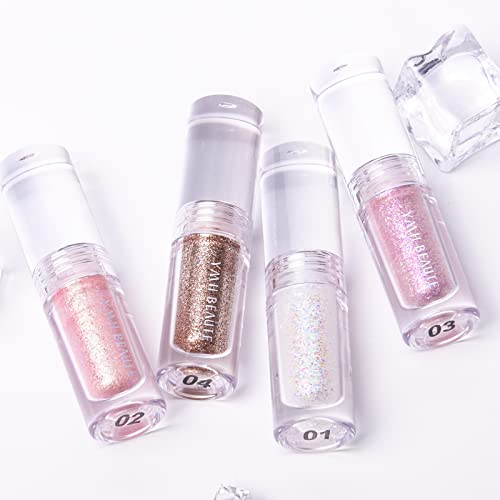 Liquid Glitter Eyeshadow, Pigmented, Long Lasting, Quick Drying, Easy to Apply, Loose Glitter Glue for Eye Crystals Makeup (Holographic Pink Gold Shimmer Peal 02) - Image 6