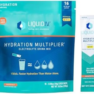 Liquid I.V. Hydration Multiplier - Grapefruit - Hydration Powder Packets | Electrolyte Powder Drink Mix | Easy Open Single-Serving Sticks | Non-GMO | 1 Pack (16 Servings)