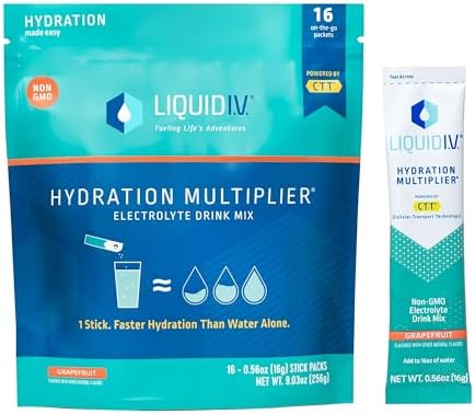 Liquid I.V. Hydration Multiplier - Grapefruit - Hydration Powder Packets | Electrolyte Powder Drink Mix | Easy Open Single-Serving Sticks | Non-GMO | 1 Pack (16 Servings)