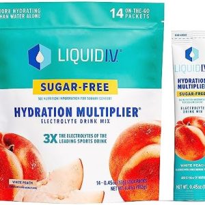 Liquid I.V. Sugar-Free Hydration Multiplier - White Peach – Hydration Powder Packets | Electrolyte Powder Drink Mix | Easy Open Single-Serving Sticks | Non-GMO | 1 Pack (14 Servings)