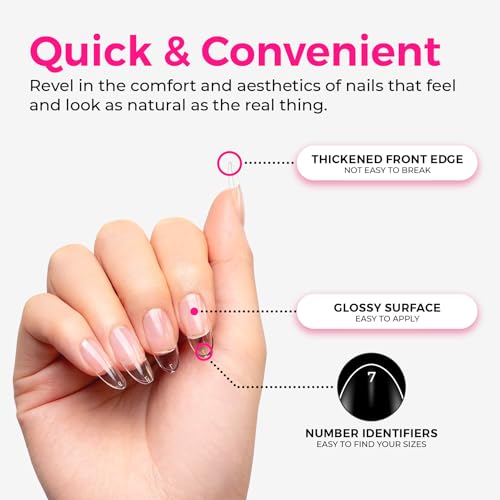 LLBA Soft Gel Nail Tips - 360Pcs Soft Gel Nail Extension Tips, 10 Sizes Clear Full Cover Fake Nails for Nail Extension, Long-Lasting Salon Quality, Natural Look & Comfortable Wear (Almond, Long) - Image 4