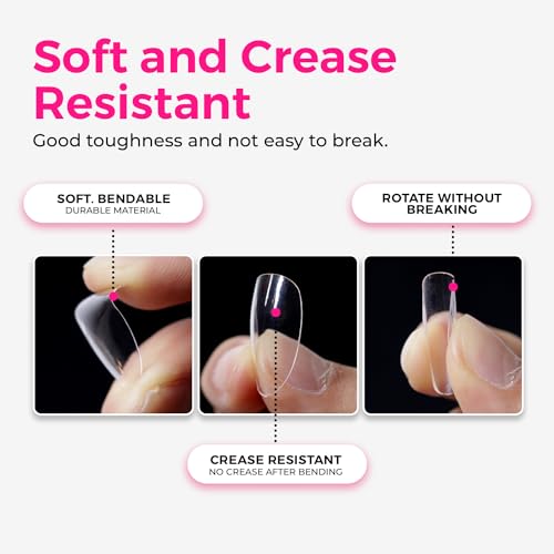 LLBA Soft Gel Nail Tips - 360Pcs Soft Gel Nail Extension Tips, 10 Sizes Clear Full Cover Fake Nails for Nail Extension, Long-Lasting Salon Quality, Natural Look & Comfortable Wear (Round, Short) - Image 5