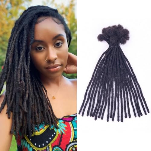 Loc Extensions Human Hair Dread Extensions Dreadlock Extensions Human Hair for Women Men Kids 0.4 cm 10 Inch 10 Strands Full Head 100% Handmade Permanent Real Human Hair Locs Can be Dyed Bleached