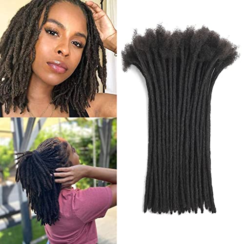 Loc Extensions Human Hair For Men/Women 8 Inch 0.6cm 100 strands Width 100% Full Handmade Permanent Dreadlock Extensions Human Hair An Be Dyed Bleached Curled (100% Human Hair,Natural Black)