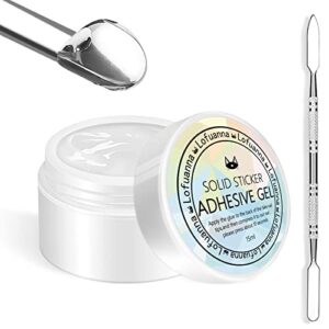 Lofuanna 15g Solid Gel Glue for Nail Tips,Nail Art Rhinestone Glue Gel,Solid Glue Gel Press on Nails UV/LED Needed,3D Sculpture Gel Nail Mold DIY Nail Art Design with Stirring Rod (1Pcs)