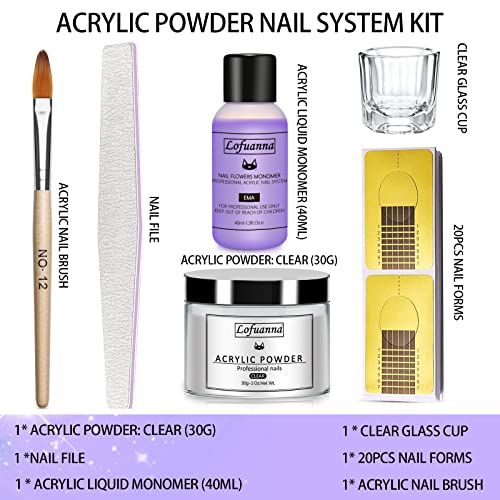 Lofuanna 30g Clear Acrylic Nail Powder and 40ml Liquid Monomer Tools Set - Image 6