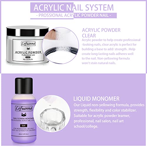 Lofuanna 30g Clear Acrylic Nail Powder and 40ml Liquid Monomer Tools Set - Image 7