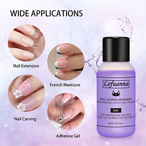 Lofuanna 30g Clear Acrylic Nail Powder and 40ml Liquid Monomer Tools Set - Image 3