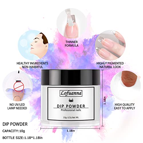 Lofuanna Dip Powder Nail Kit Starter Set 4 Colors, Base & Top Coat, No UV - Image 5