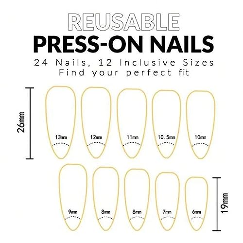 Glossy Black Willow Leaf Almond Stiletto Press On Nails 24 Piece Set - Image 8