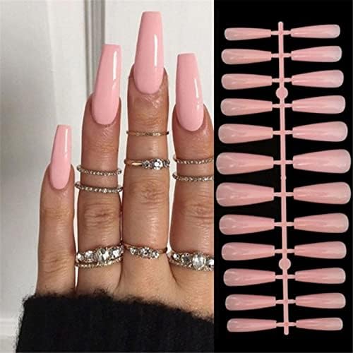 Long Ballerina French Fake Nails Blue Flame Love Heart Butterfly Drill Wear Full Cover Press On Nails DIY Detachable Nail Tips
