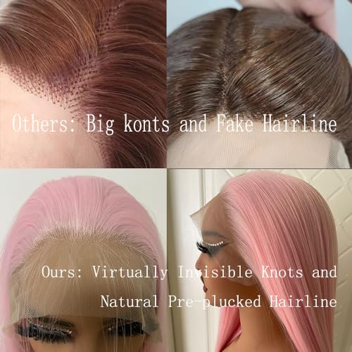 Long Pink Wigs for Black Women Glueless Synthetic Lace Front Wig Pre Plucked Heat Resistant Wig with Natural Hairline - Image 4