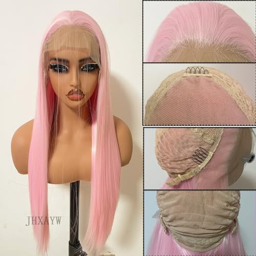 Long Pink Wigs for Black Women Glueless Synthetic Lace Front Wig Pre Plucked Heat Resistant Wig with Natural Hairline - Image 6