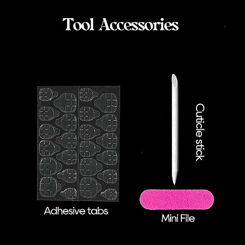 Long Press on Nails French Tip Fake Nails Acrylic Glue on Nails with Metal Butterfly Nail Charms and Rhinestones Design Full Cover Coffin Shaped False Nails Artificial Stick on Nails for Women - Image 4