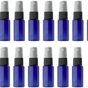 longway 15 PCS Spray Bottles, 0.5oz/15ml Blue Empty Fine Mist Spray Bottle Dispenser with Cap, Small Refillable Liquid Containers with 1pcs Funnel and 18pcs Labels