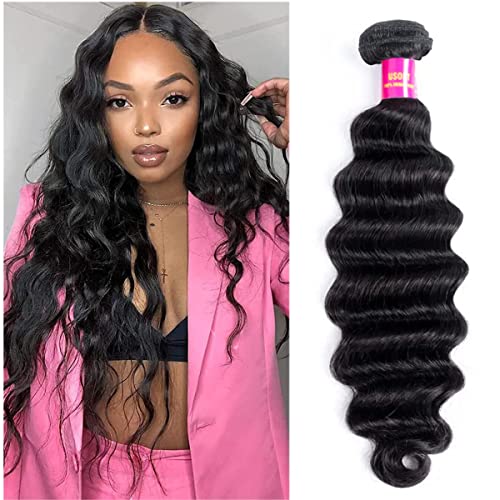 Loose Deep Wave Bundles Human Hair 1 Bundle - Brazilian Loose Deep Wave Human Hair Bundle 26 Inch - Unprocessed 9A Brazilian Virgin Soft and Bouncy Human Hair for Women (Natural Color)