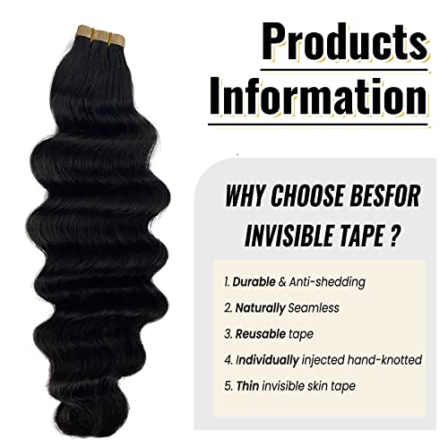 Remy Human Hair Loose Wave Tape In Extensions 16 Inch 50g 20 Piece Set - Image 6