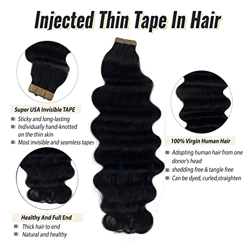 Remy Human Hair Loose Wave Tape In Extensions 16 Inch 50g 20 Piece Set - Image 3