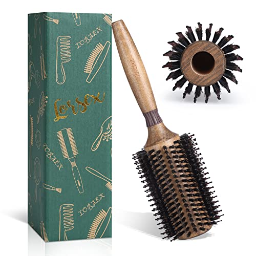 LORSEX 2.8 Inch Boar Bristle Round Brush for Blow Drying Shine and Volume