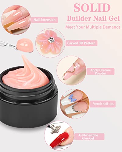LOUINSTIC 0.7oz 4 Color Non-Sticky Builder Gel Nail Kit for Extensions and 3D Art - Image 3