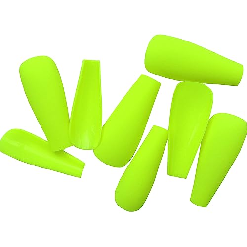 LoveOurHome 100pc Matte Press on Nails Long Coffin Fake Nails Full Cover False Acrylic Artificial Fingernails Lime Yellow Manicure Tips for Women Girls - Image 6