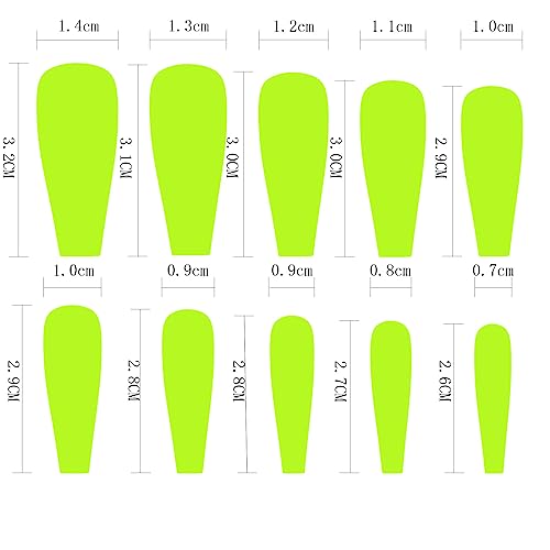 LoveOurHome 100pc Matte Press on Nails Long Coffin Fake Nails Full Cover False Acrylic Artificial Fingernails Lime Yellow Manicure Tips for Women Girls - Image 2