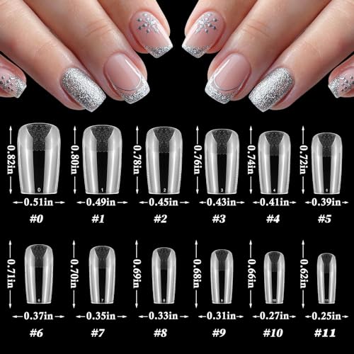 LoveOurHome 600pc Square Gel x Nail Tips Medium Fake Nail Clear False Nail Tips Square Full Cover Artificial Fingernails Soft Gel X Nail Art Tips for Acrylic Nails Gel X Extension Press Nail Making - Image 2
