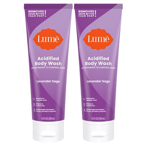 Lume Acidified Body Wash - 24 Hour Odor Control - Removes Odor Better than Soap - Moisturizing Formula - Formulated Without SLS or Parabens - OB/GYN Developed - Lavender Sage - 2 Count