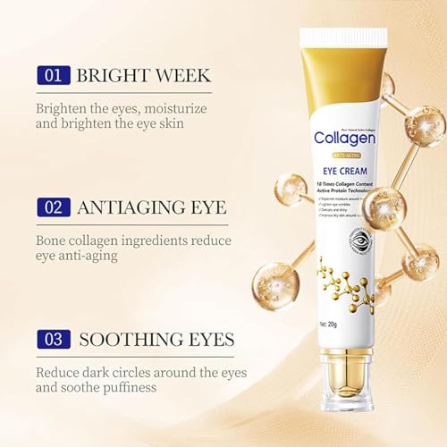 Lumineyez Collagen Anti-Wrinkle Eye Cream, Collagen Anti Aging Face Cleanser, Repair Eye Cream, Anti Aging Eye Bag Cream, Eye Cream Hydrating (D) - Image 5