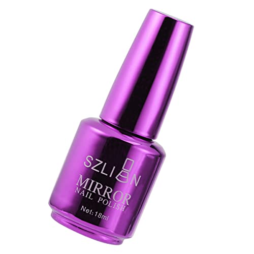 Lurrose Nail Polish Set Mirror Nail Polish, Metallic Nail Polish Mirror Effect Nail Art Decoration Varnishes Metal Color Polish Nail Art for Salon Home DIY Nail (7 Violet) Glitter Nail Polish