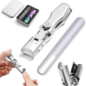 Luxgrip Ergonomic Silver Nail Clippers for Thick Nails Sharp Blades