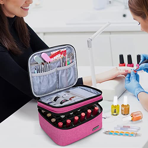 LUXJA Nail Polish Carrying Case - Holds 20 Bottles (15ml - 0.5 fl.oz), Portable Organizer Bag for Nail Polish and Manicure Set, Pink - Image 6