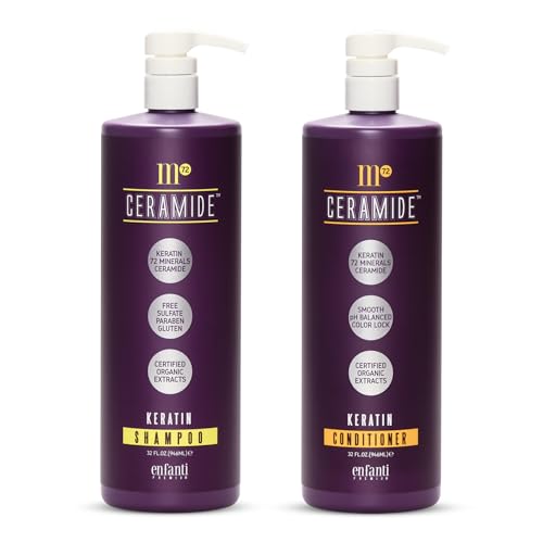M72 Ceramide Keratin Shampoo and Conditioner Set 32 oz for Dry Hair Moisturizing