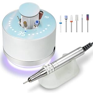 Madenia Brushless Nail Drill for Acrylic Nails, Powerful 35000RPM Professional Nail Drill Machine Electric Nail File Manicure E File with Automatic Lifting Nail Drill Bits Container and Touch Screen