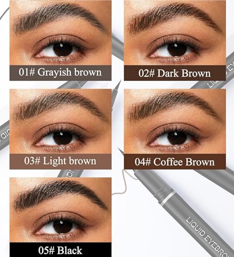MAEPEOR 2PCS Ultra-Fine Eyeliner 5 Colors 2-in-1 Multifunctional Liquid Eyeliner Eyebrow Pencil Longlasting Waterproof Smudge-proof Quick Drying Eye Makeup Pen (2PCS, 03 Light Brown) - Image 3