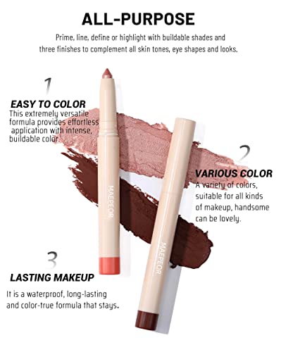 MAEPEOR Cream Eyeshadow Stick Set 12 Colors Highly Pigmented Matte Shimmer Eye Shadow Waterproof and Long Lasting Eyeshadow Stick Eye Liner Pen With Built-in Sharpener (12 Colors, Set A) - Image 4