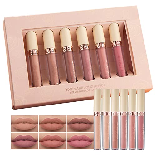 MAEPEOR Matte Liquid Lipstick 6PCS Nude Velvety Lip Gloss Kit Long-Lasting Wear Non-Stick Cup and Not Fade Lipstick Set for Warm or Cool Undertone (Nude Series, 6PCS-E) - Image 9